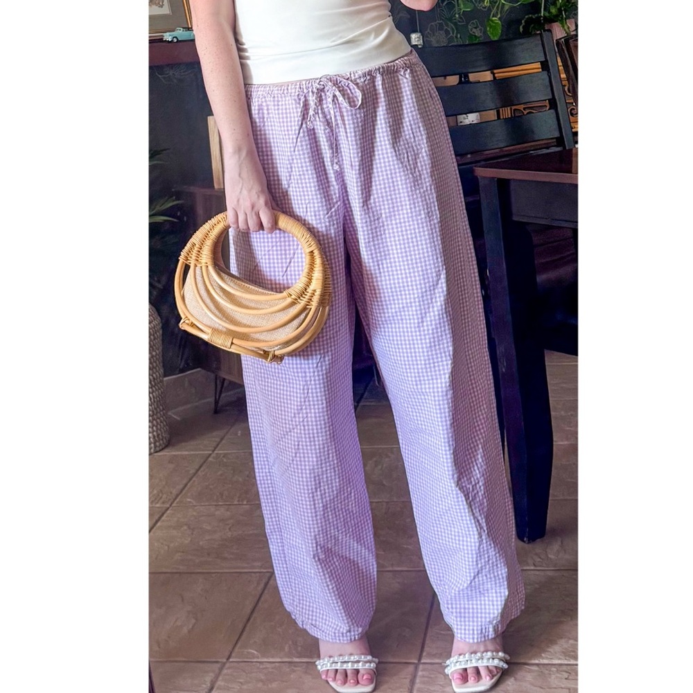 Purple Gingham Women's Pants